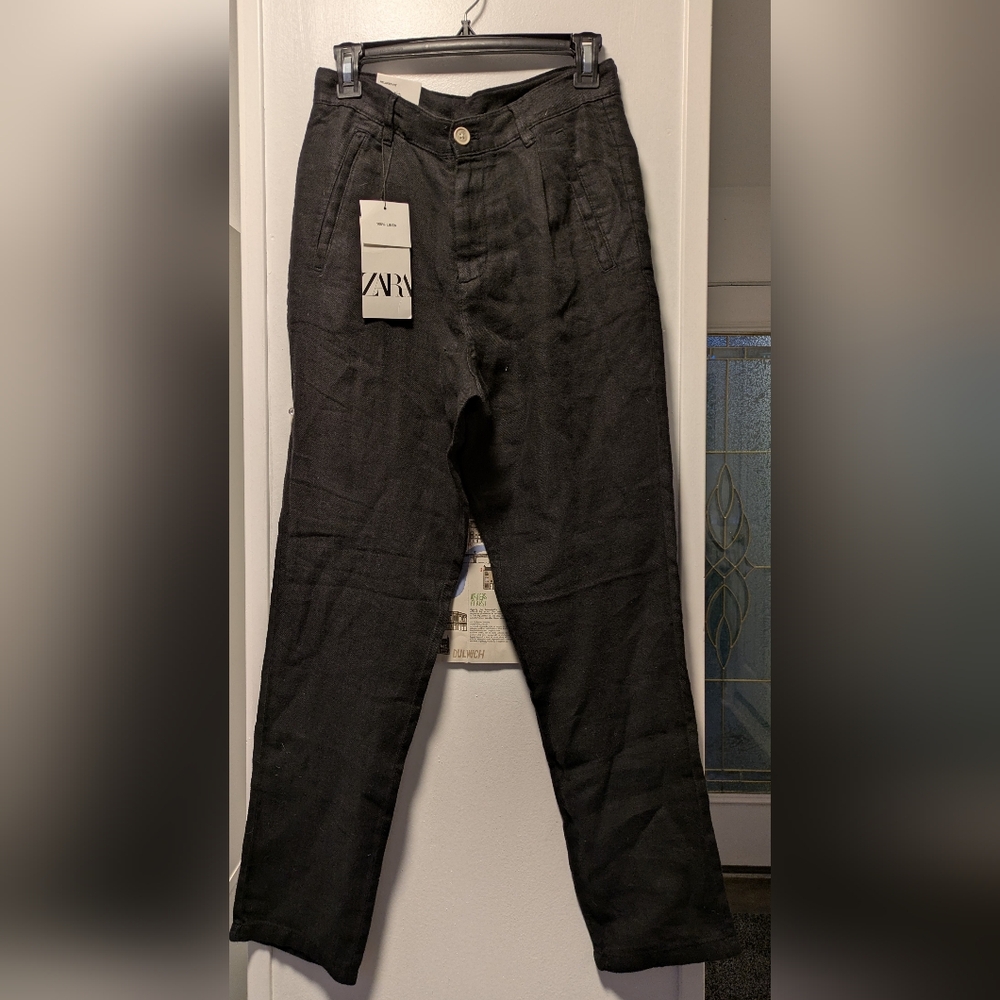 Zara Black Linen Pants NWT Size 29 US